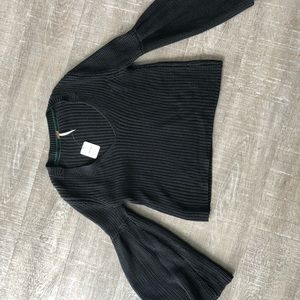 Long puff sleeve knit sweater